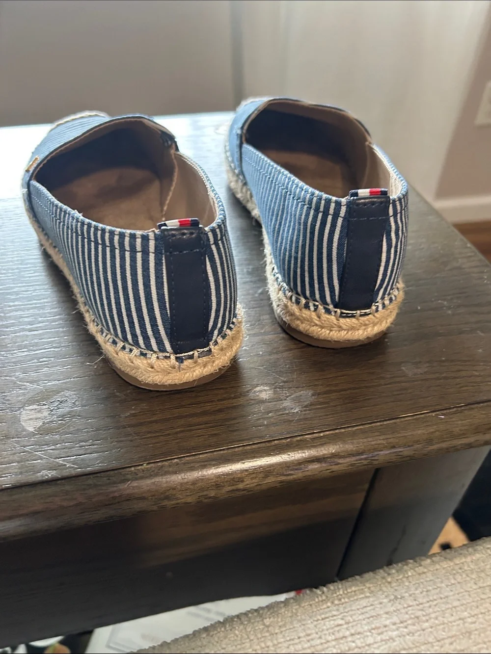 Tommy Hilfiger Blue and White Striped Espadrilles